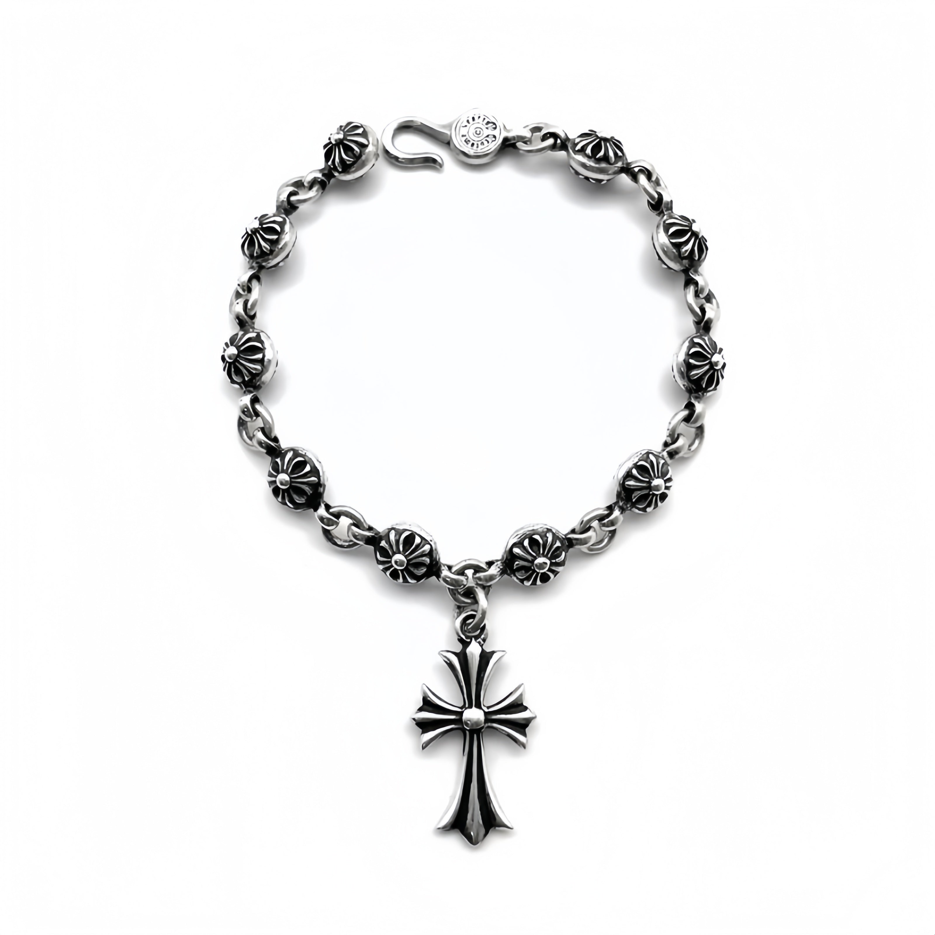 Chrome Hearts Silver Cross Ball Tiny E Bracelet