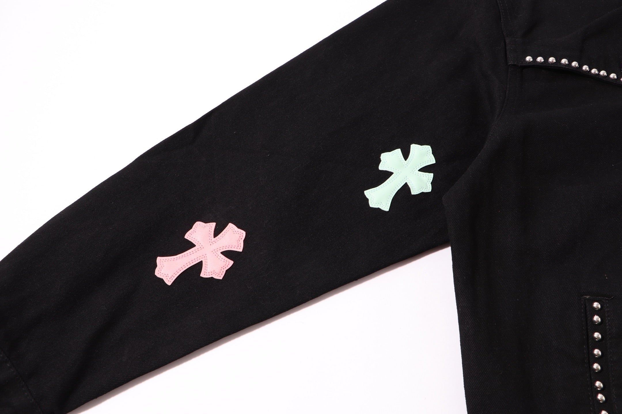 Chrome Hearts Multi Cross Studded Denim Jacket - Black Gothic Streetwear Coat H49