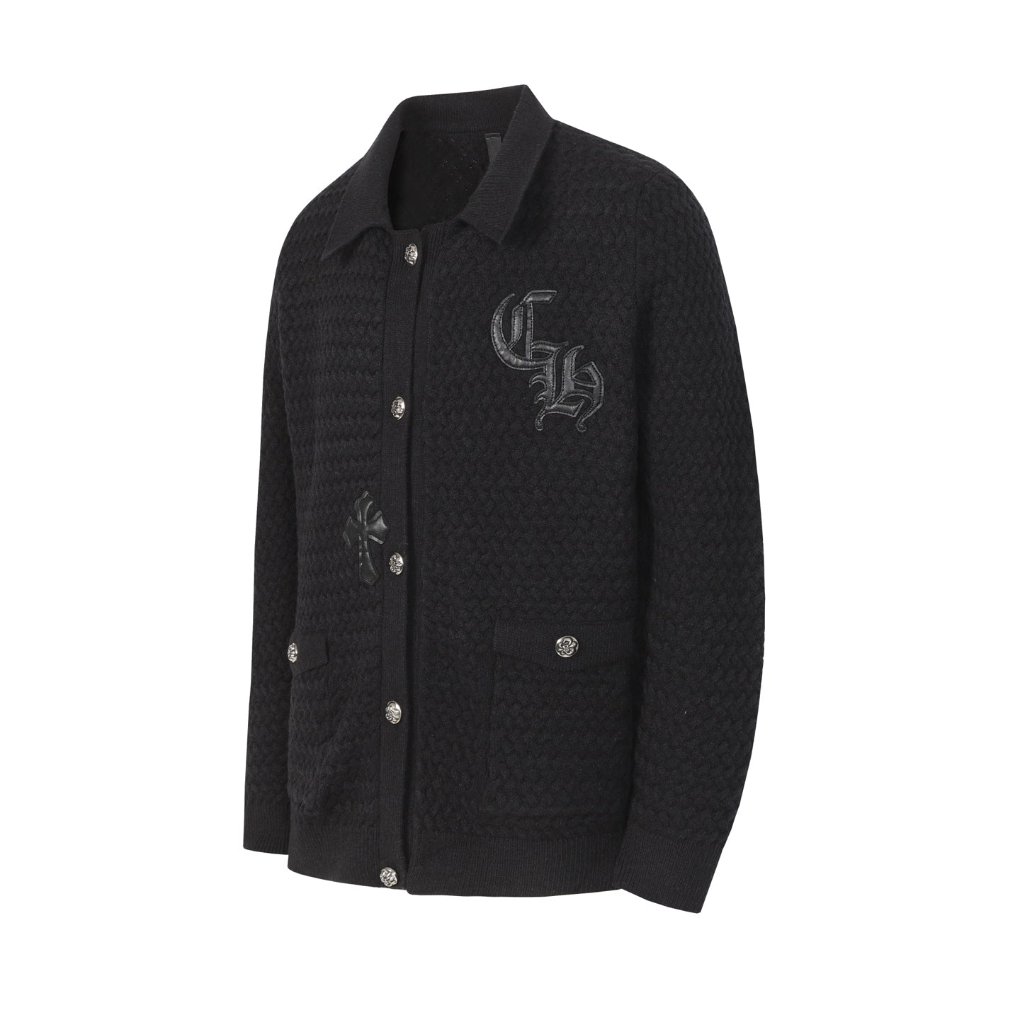 Chrome Hearts Gothic Cross Knit Cardigan - Black Grey Streetwear Jacket 904