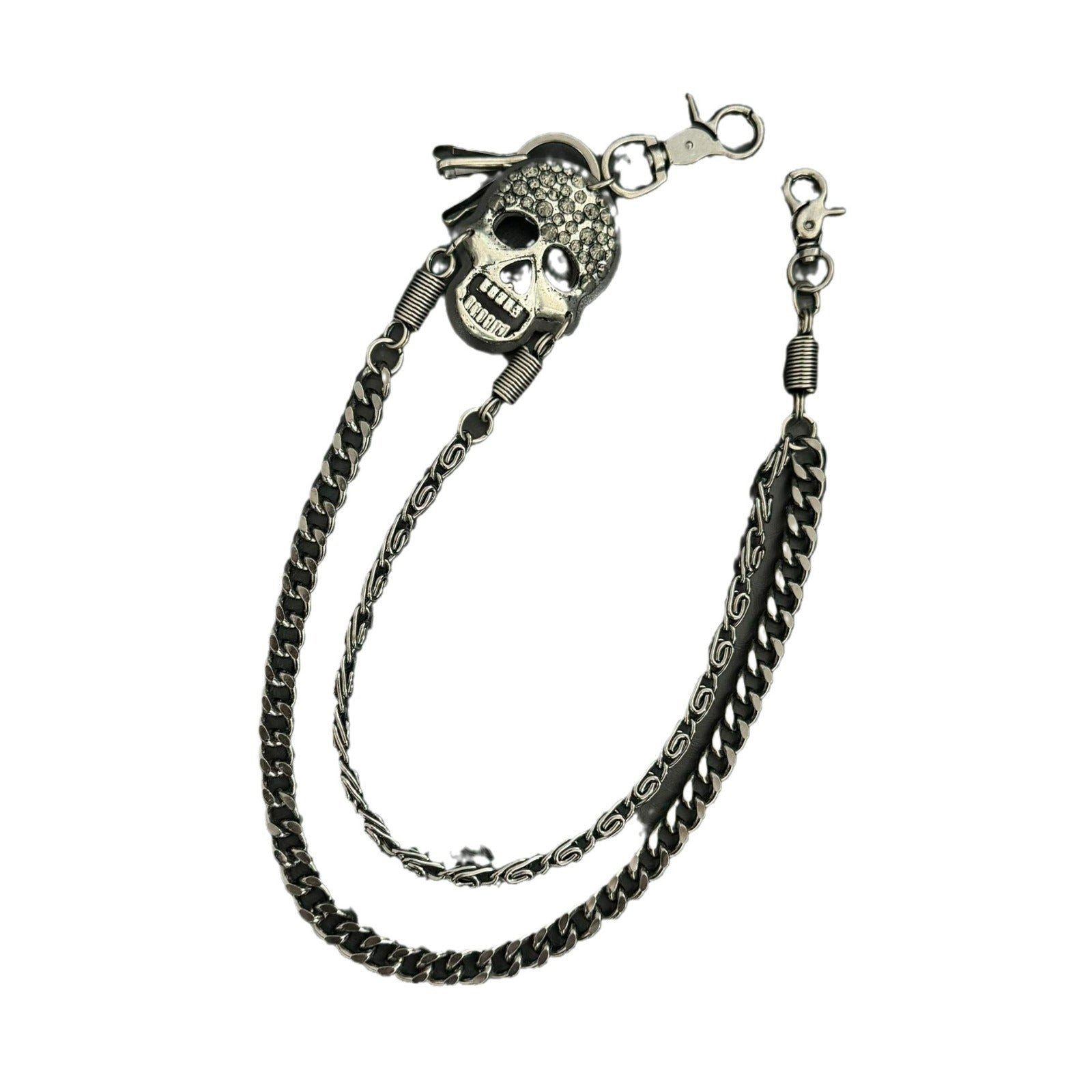 Chrome Hearts Pirate ghost head punk metal spike double-layer waist chain