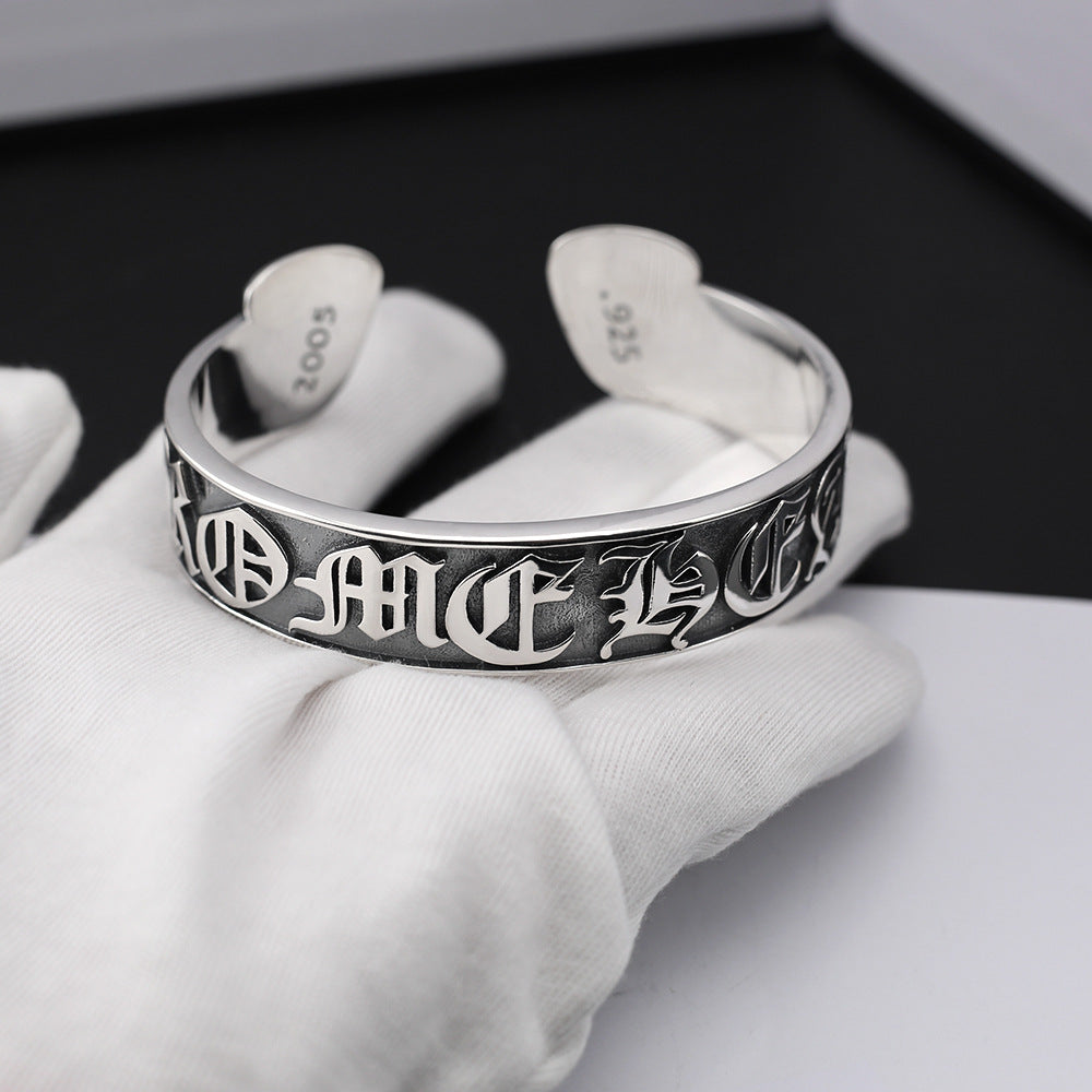 Chrome Hearts retro Scroll Label open bracelet