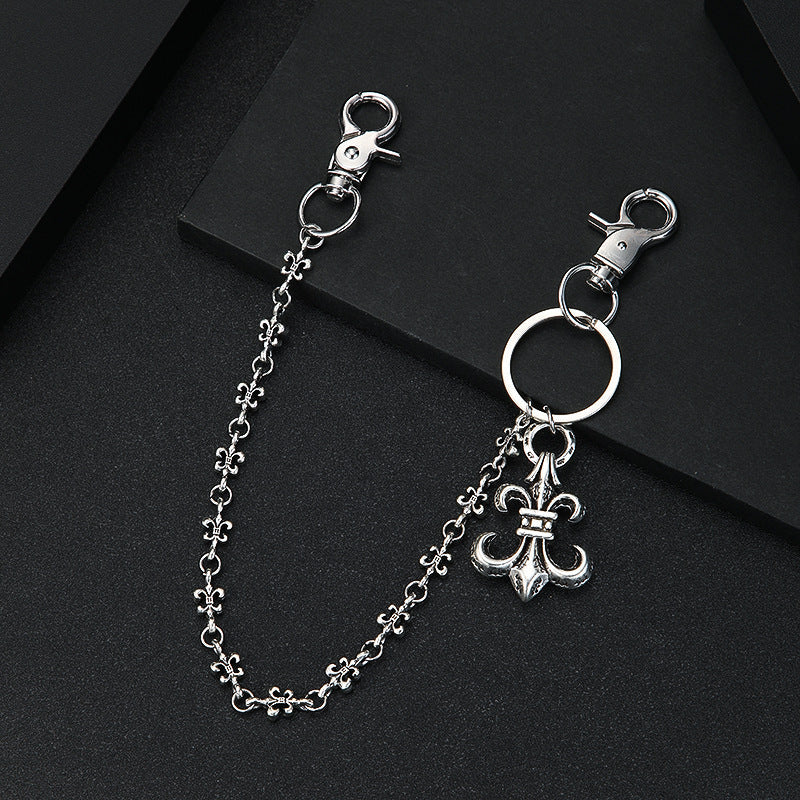 Chrome Hearts anchor chain jeans military flower matching chain