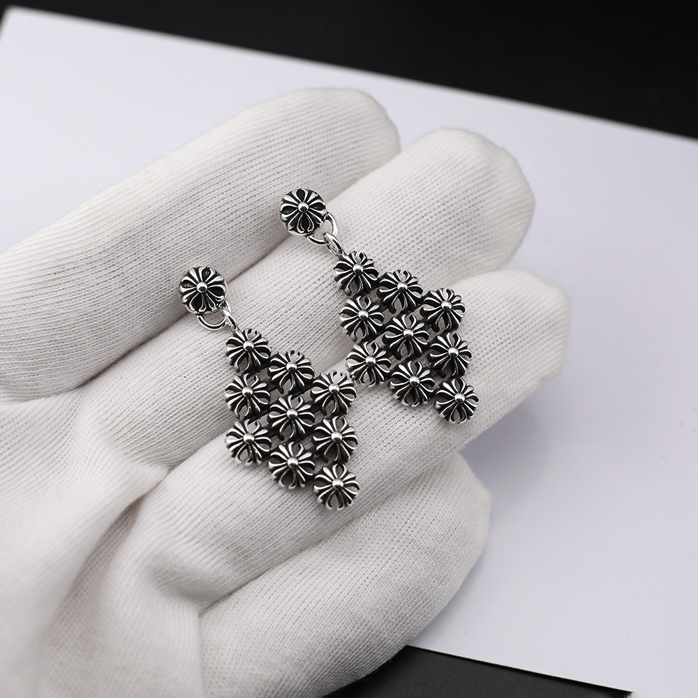 Chrome Hearts retro cross rivet earrings