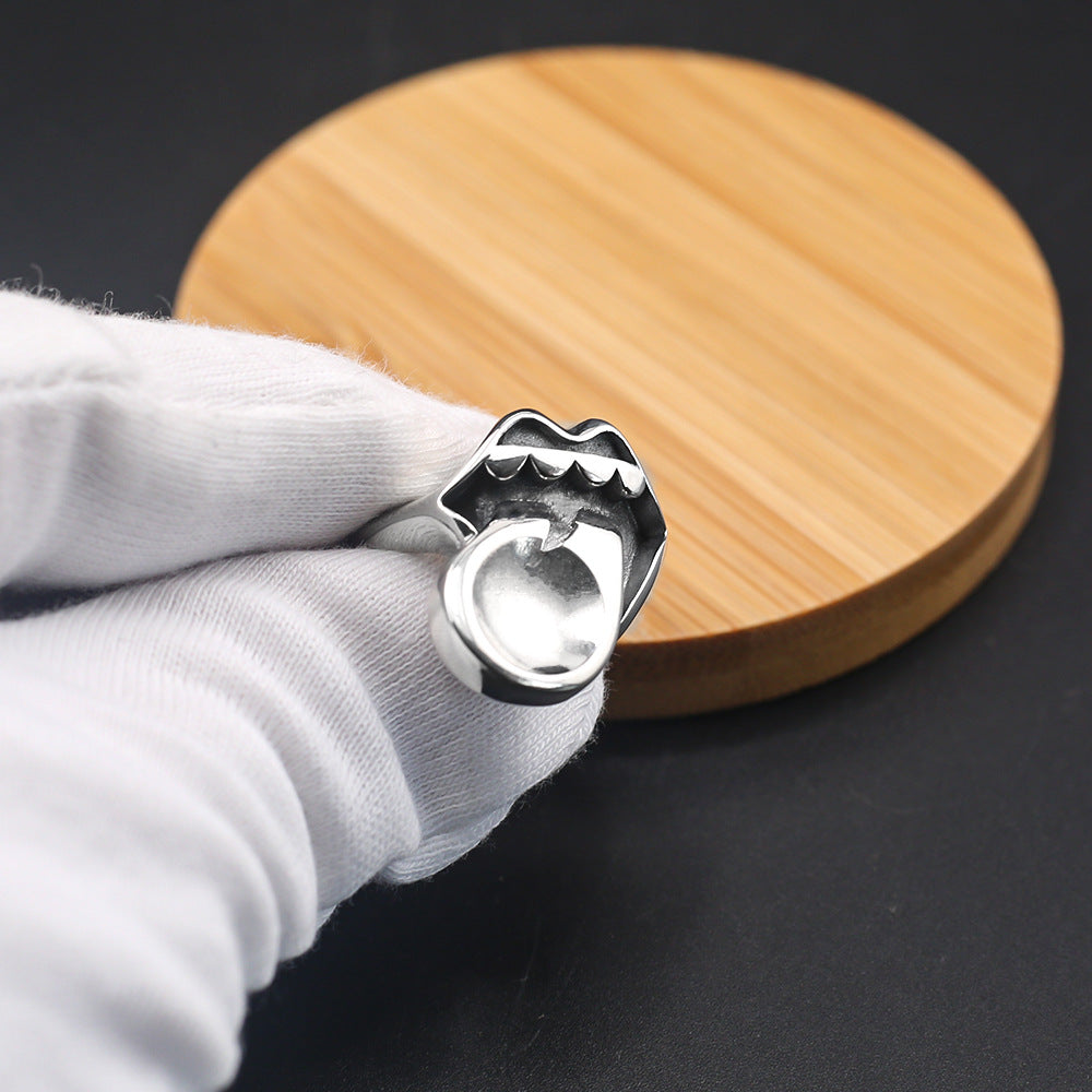 Chrome Hearts personality big tongue retro old open ring