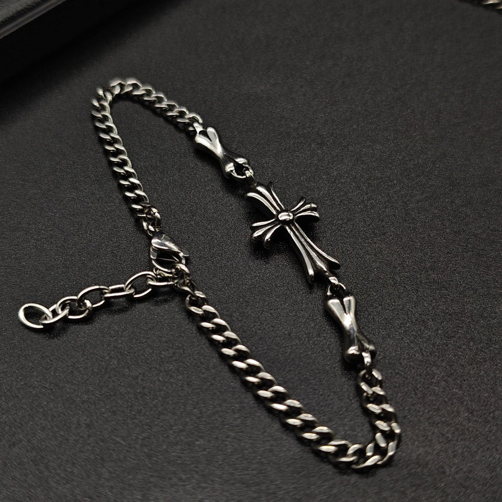 Chrome Hearts Silver Plus Cross chain bracelet 925 Sterling Silver