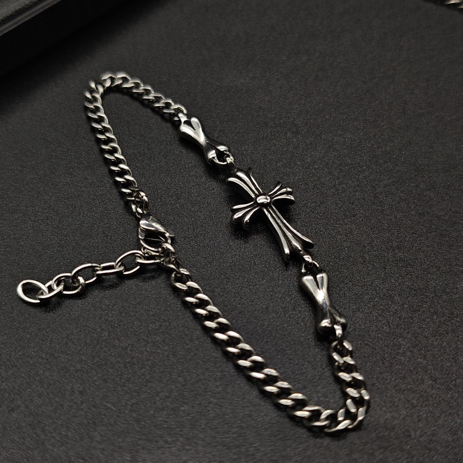 Chrome Hearts Silver Plus Cross chain bracelet 925 Sterling Silver