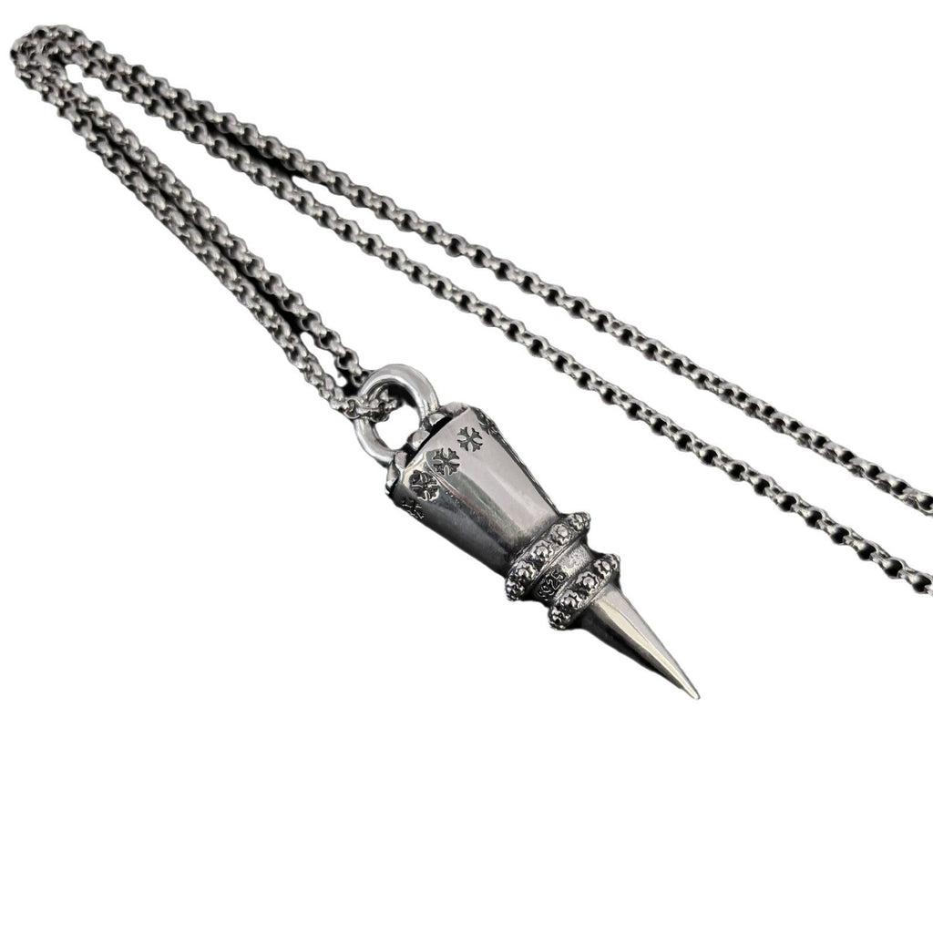 Chrome Hearts distressed cross rivet bullet pendant