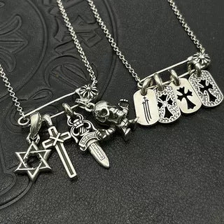 Chrome Hearts pin necklace with various elements