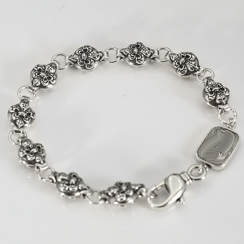 Chrome Hearts distressed spherical anchor patchwork bracelet